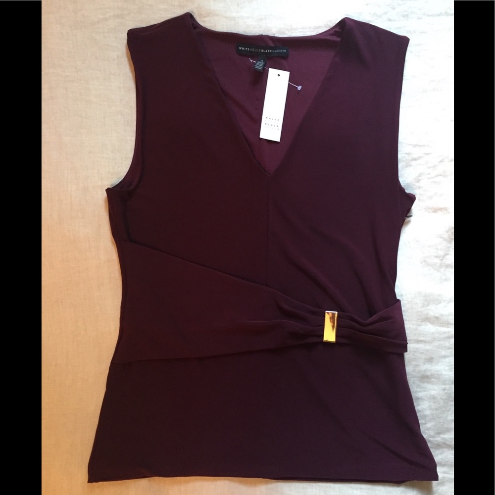 WHBM Sleeveless Dress Top with Faux Wrap